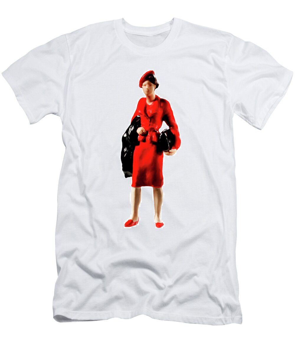Woman in Red Dress and Hat Csa Images T-Shirt