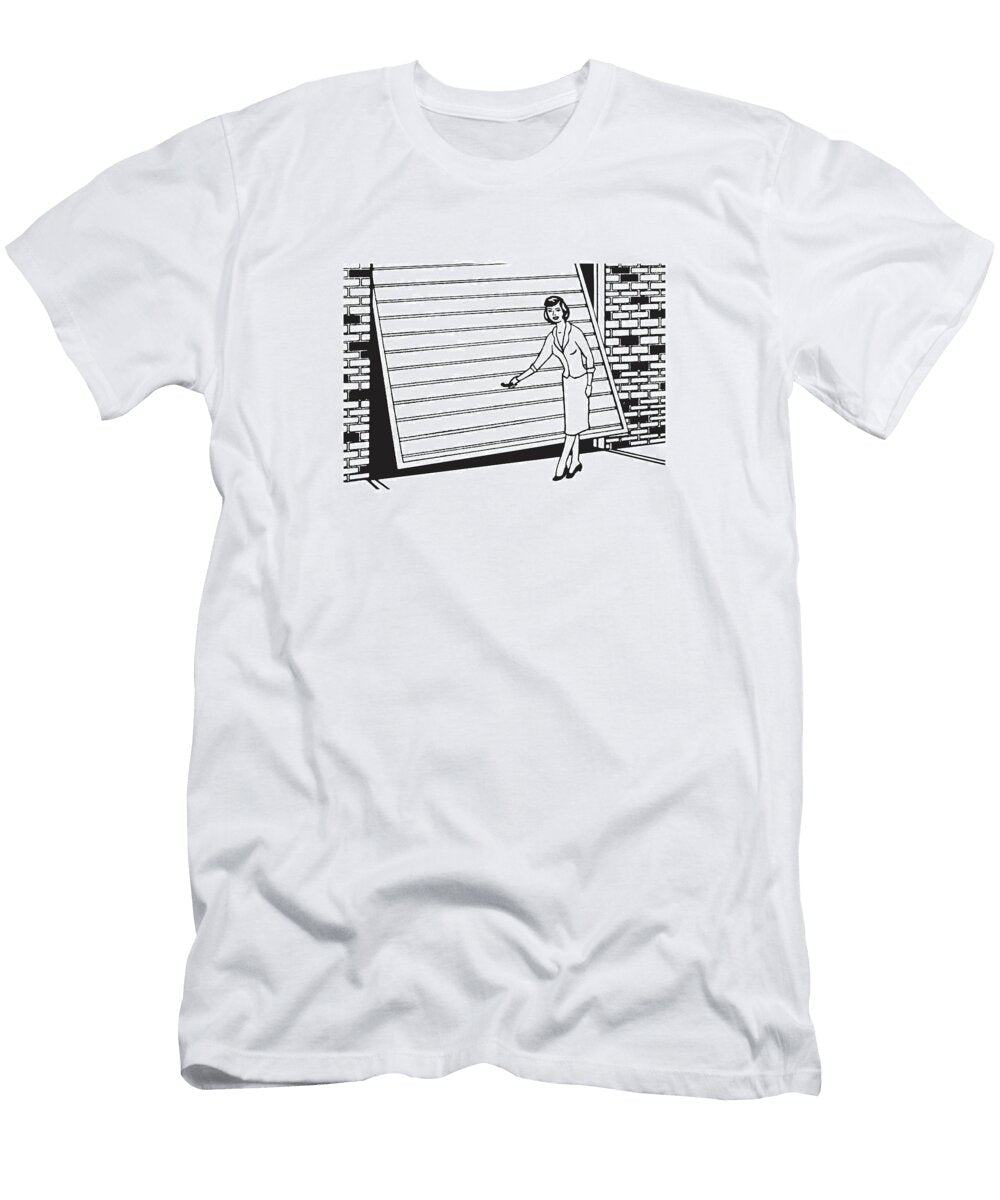 Woman Opening Garage Door Csa Images T-Shirt