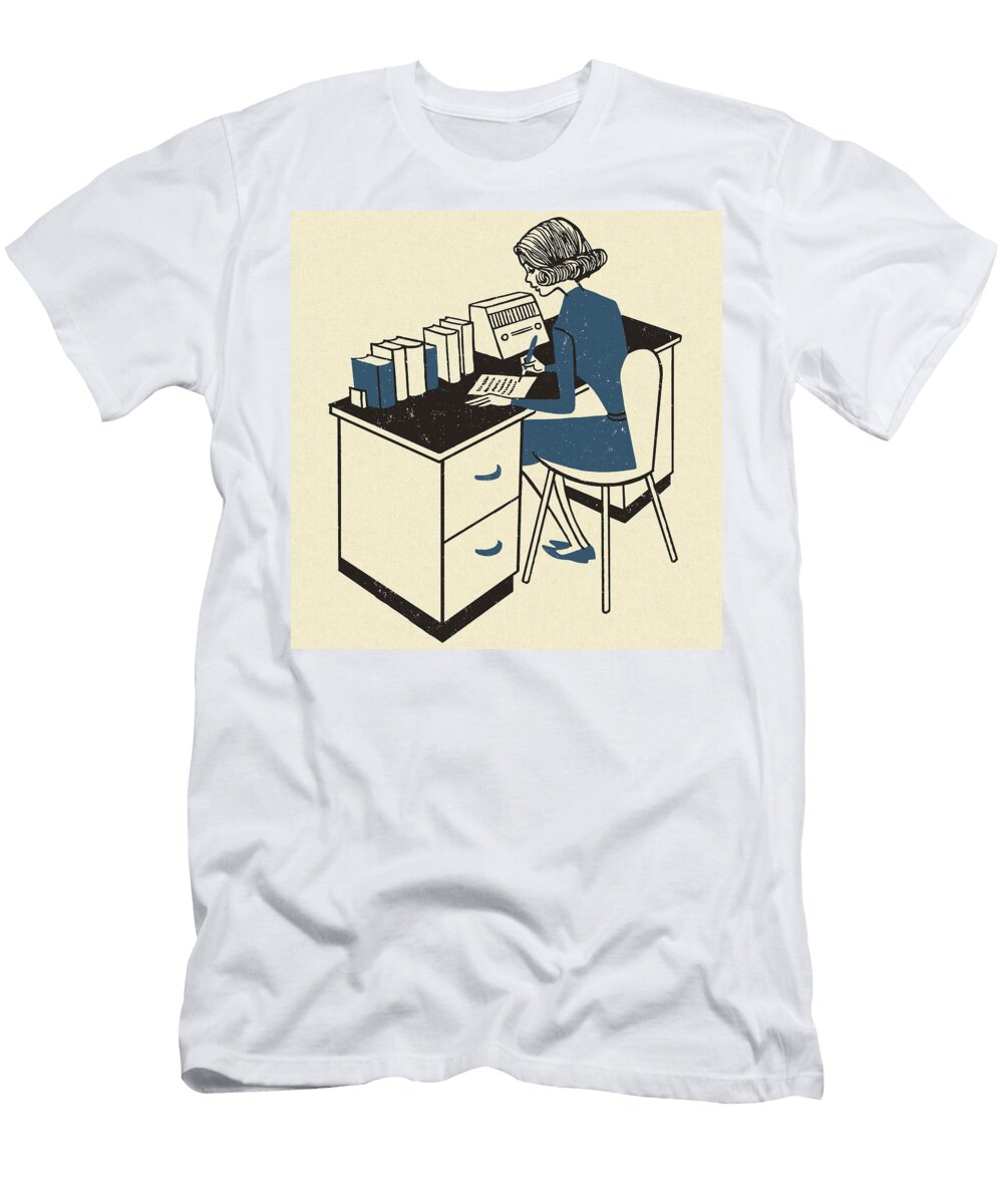 Woman Working At a Desk Csa Images T-Shirt