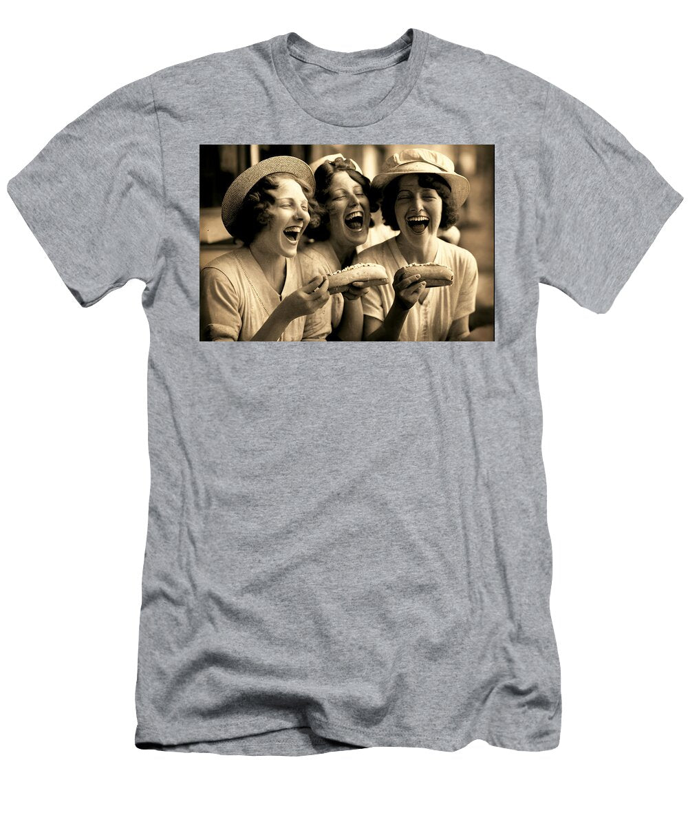Women Enjoying Hot Dogs Dennis Kirby T-Shirt