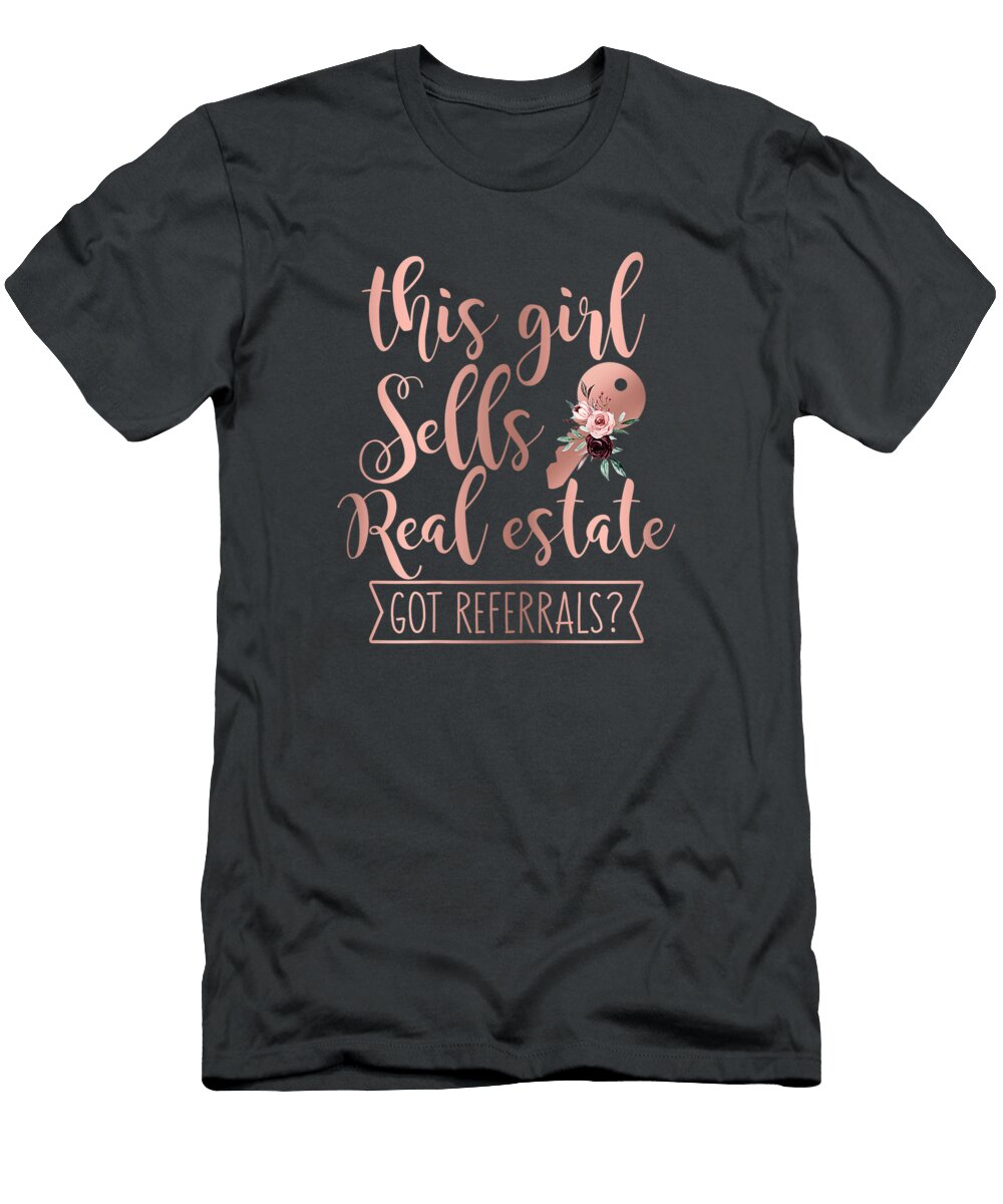 Womens Cute for New Realtor This Girl Sells Real Estate Floral Boss Day River2gaja T-Shirt