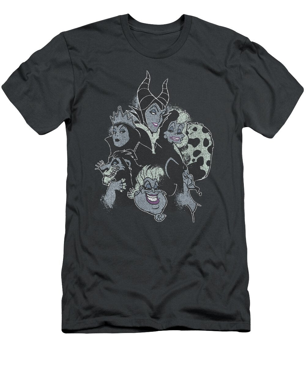 Womens Disney Villains Faded Head Mashup Oliwam Koste T-Shirt