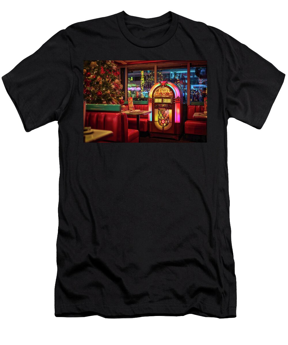Wonderful Jukebox in Christmas Diner Garry Gay T-Shirt