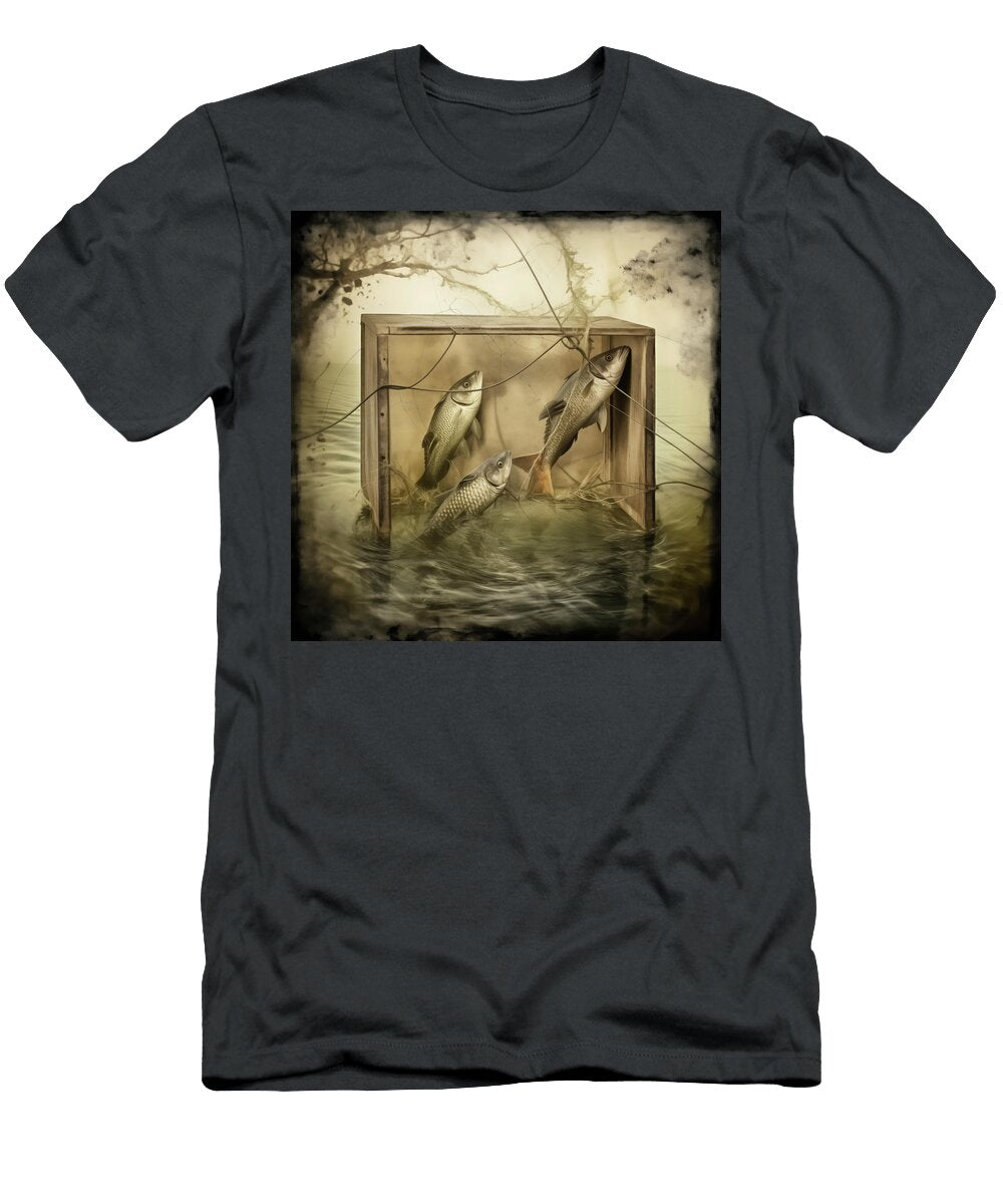 Wooden Box of Jumping Fish in Water Yo Pedro T-Shirt