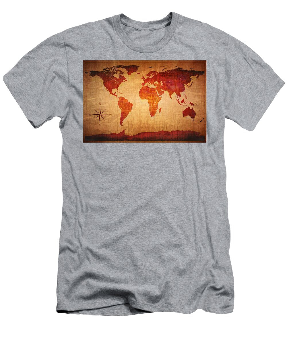 World Map Grunge Style Johan Swanepoel T-Shirt