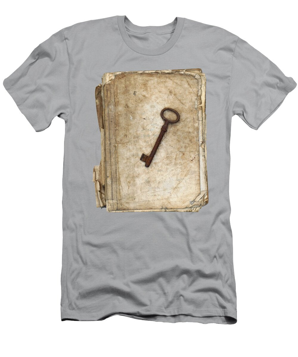 Worn and Tattered Book and Old Rusty Key Michal Boubin T-Shirt