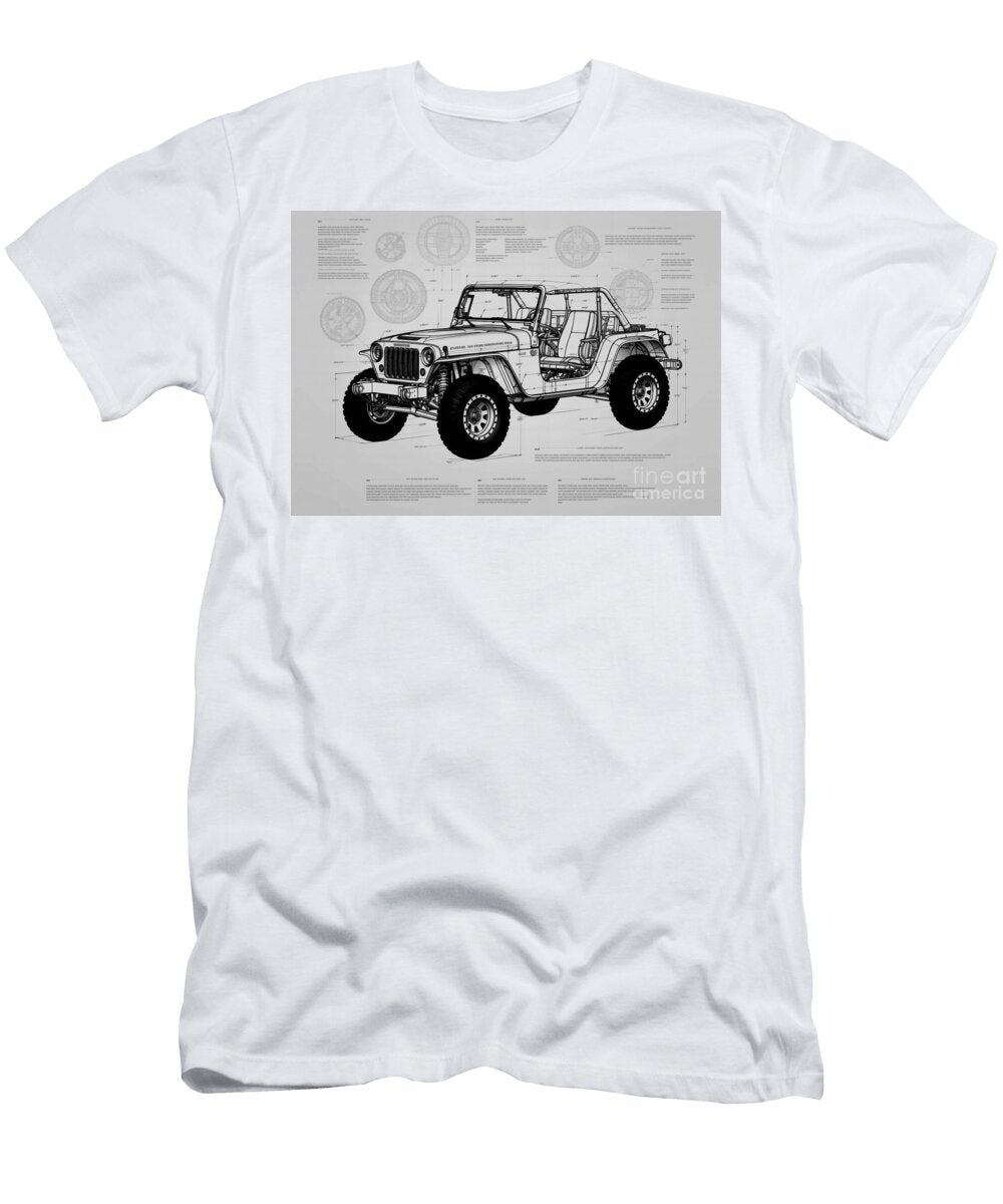Wrangler 392 Car Sketch Vehicle Rubicon Jeep Recon Package Geometric Pencil Monochrome Auto Xtreme Minimal Clint Mclaughlin T-Shirt