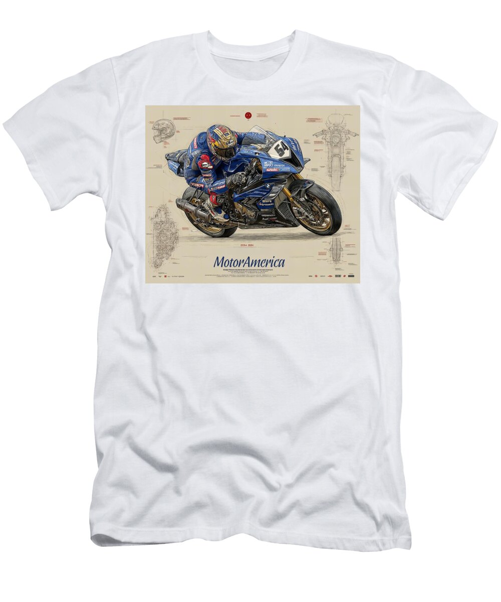 Yamaha Racing in Blue Gear Kevin Walker and Pixel Reverie T-Shirt