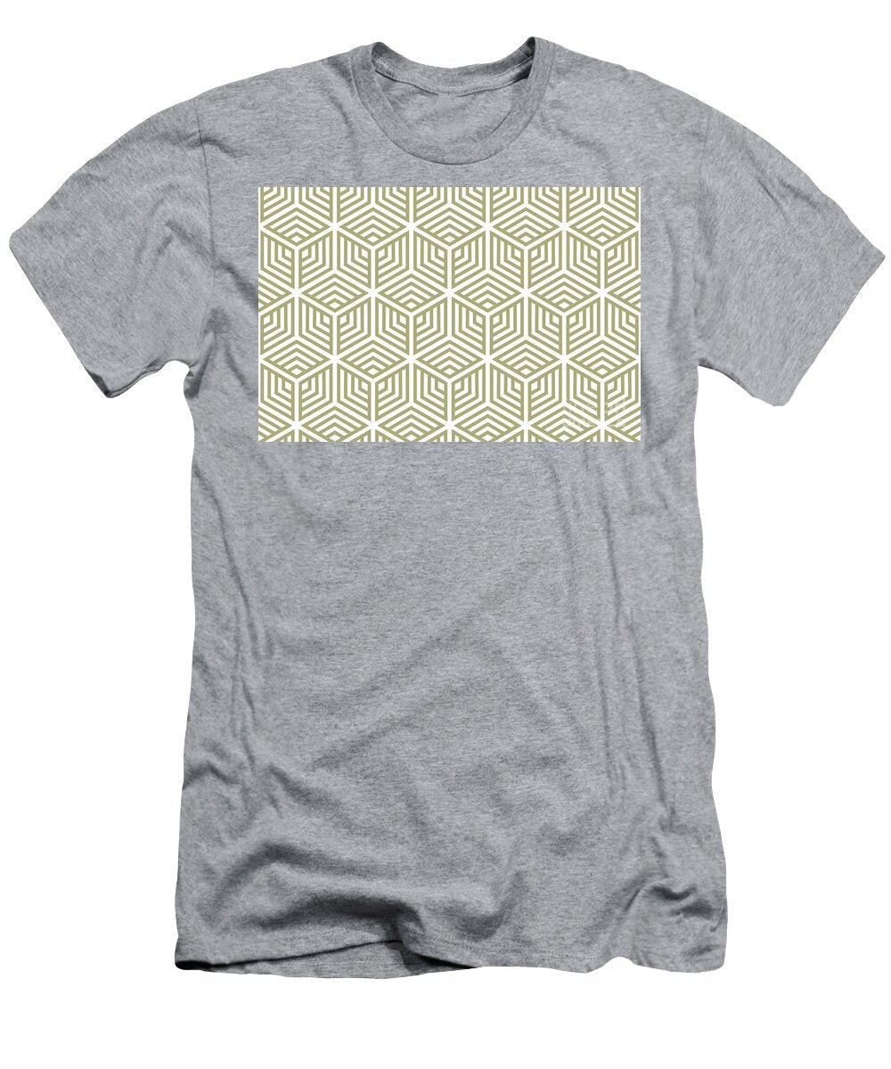 Yellow and White Striped Cube Geometric Pattern Pairs De 2022 Popular Color Even Growth De5494 Petite Pattern Minimal Graphic Designs T-Shirt