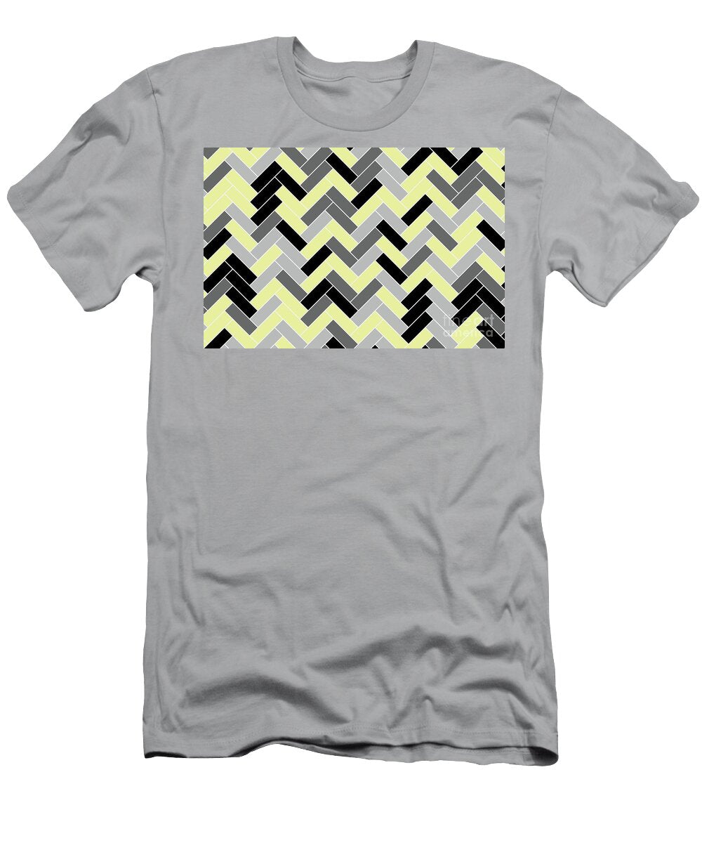 Yellow Black Gray Herringbone Pattern Petite Pattern Minimal Graphic Designs T-Shirt