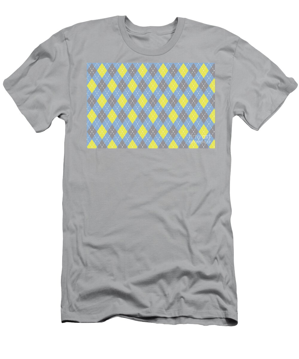 Yellow Blue Gray Argyle Pattern V4 2021 Color of the Year Color of the Year 2021 Illuminating Petite Patterns T-Shirt