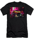 Yellow Car Speeding Through Neon City Rain Lowell Harann T-Shirt