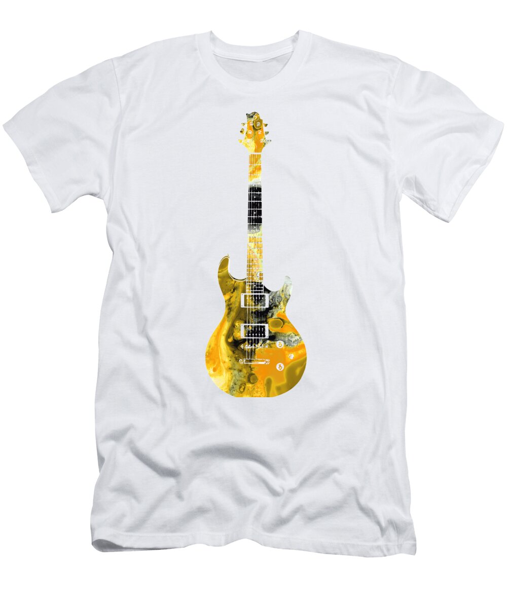 Yellow Electric Bass Guitar Music Art Sharon Cummings T-Shirt