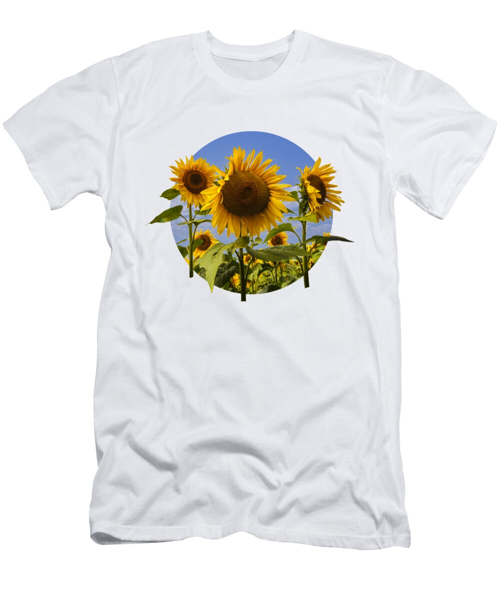 Yellow Sunflowers with Blue Sky Randall Nyhof T-Shirt