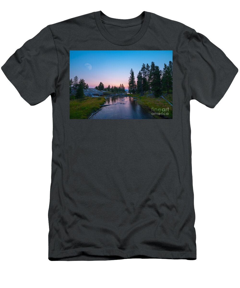 Yellowstone National Park Sunset and Moon Michael Ver Sprill T-Shirt