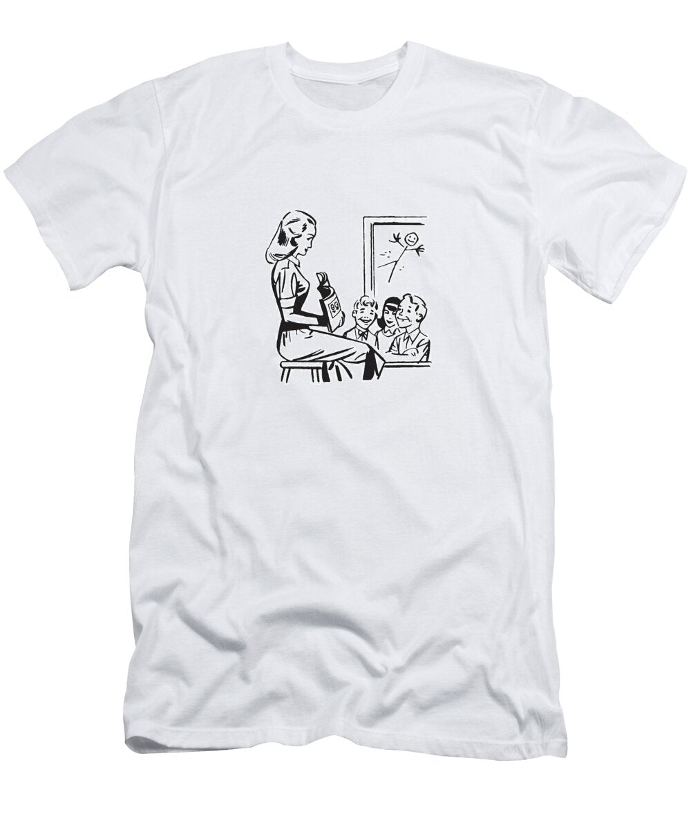 Young Female Teacher Reading a Book to Her Students Csa Images T-Shirt