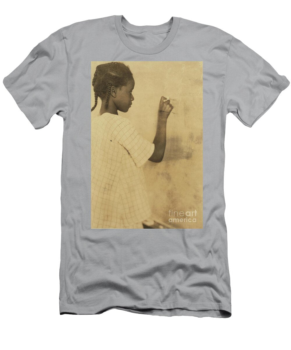 Young Girl Writing on Chalkboard in Classroom Unknown T-Shirt