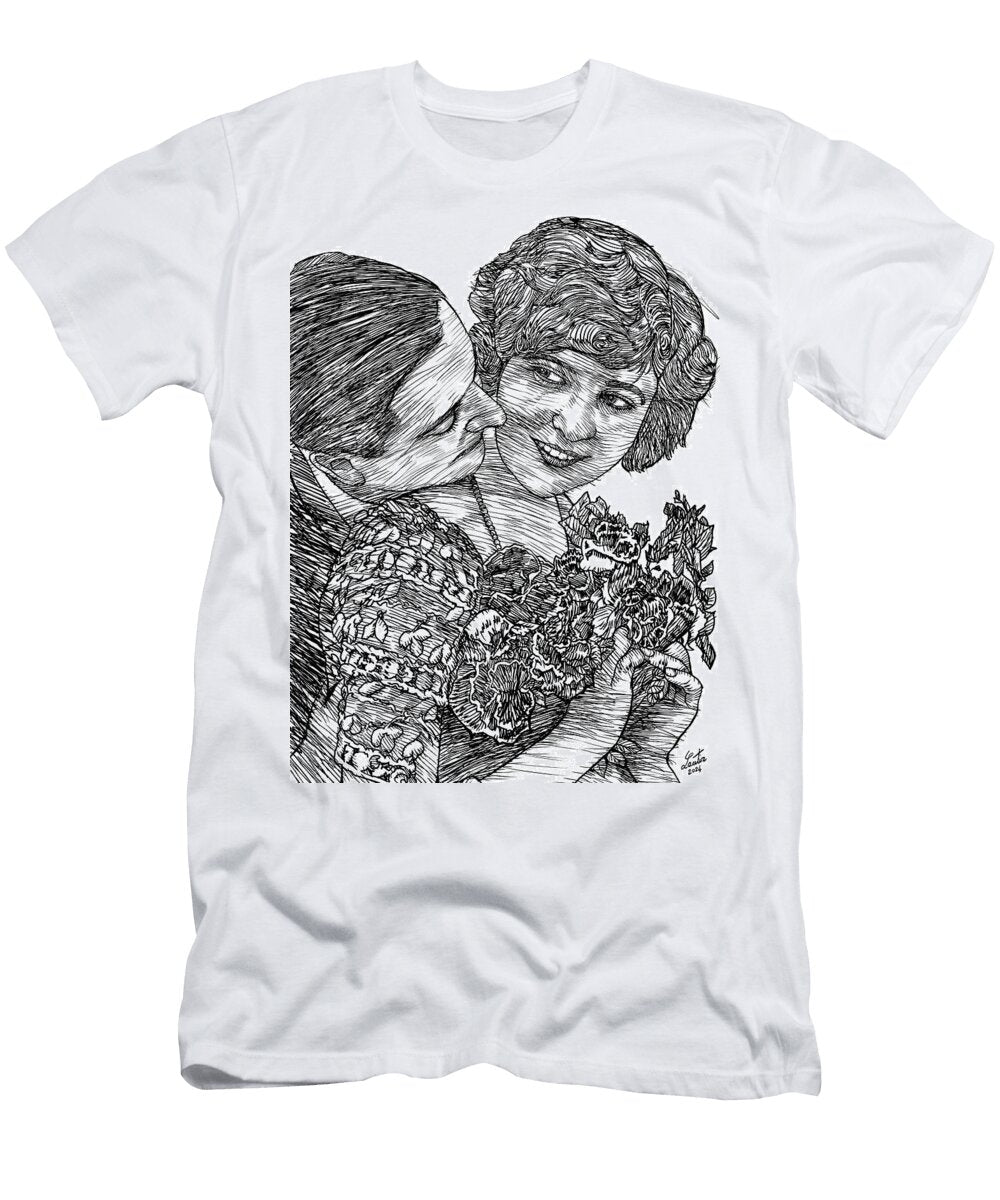 Zelda and F Scott Fitzgerald Ink Portrait 2 Fabrizio Cassetta T-Shirt