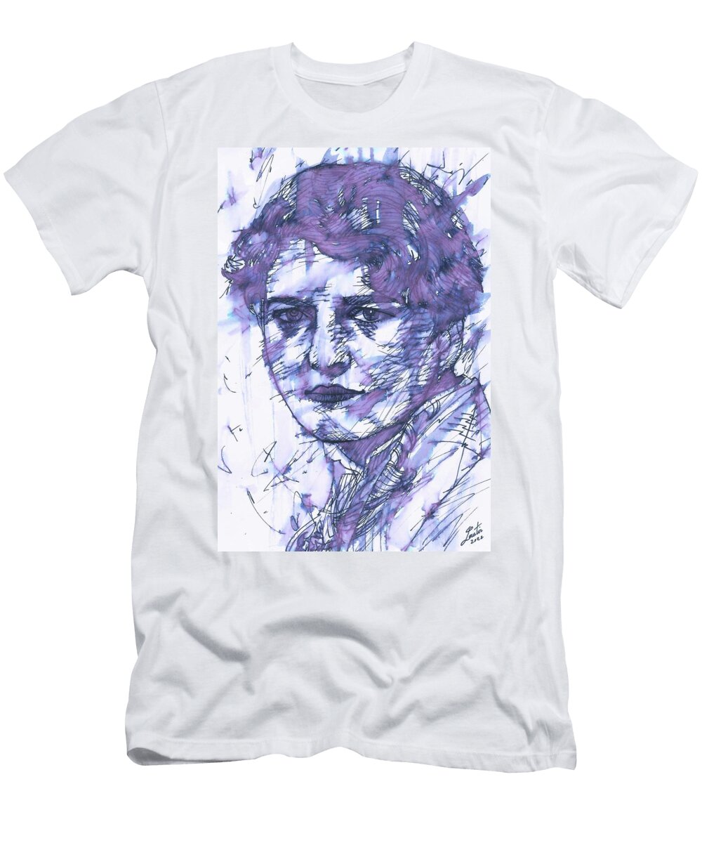 Zelda Fitzgerald Watercolor and Ink Portrait 1 Fabrizio Cassetta T-Shirt